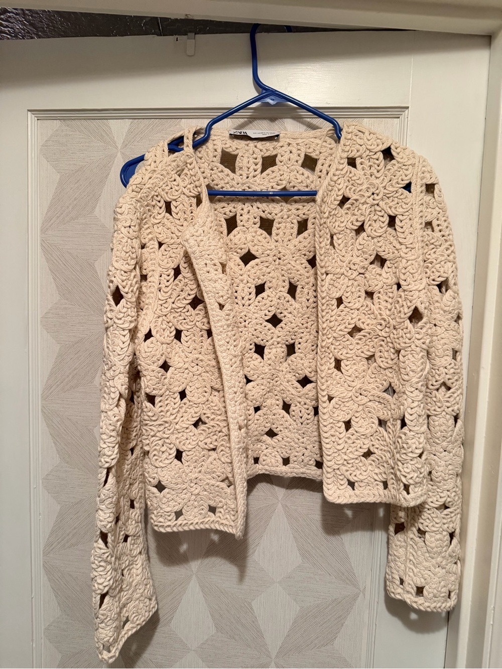 Zara Cream Crochet Openwork Cardigan Jacket